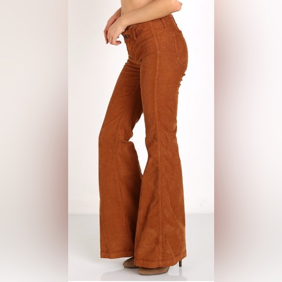 Free People Jolene Corduroy Mega Flare Pants Size 28 Brown Tan Copper - Picture 4 of 13